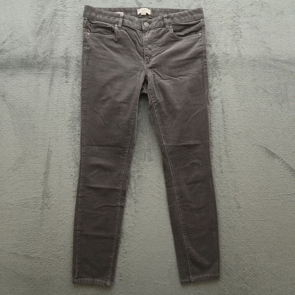 Loft Jeans Women's Size 6 Gray Low-Rise Curvy Skinny Corduroy Pants 27" Inseam